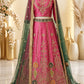 Royal Pink & Emerald Green Embroidered Mehndi Lehenga