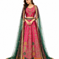 Royal Pink & Emerald Green Embroidered Mehndi Lehenga