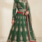 Emerald Green Tussel Silk Mehndi Lehenga