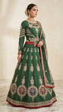 Emerald Green Tussel Silk Mehndi Lehenga